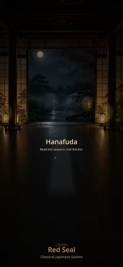 Red Seal palace menu at night, with Hanafuda selected.